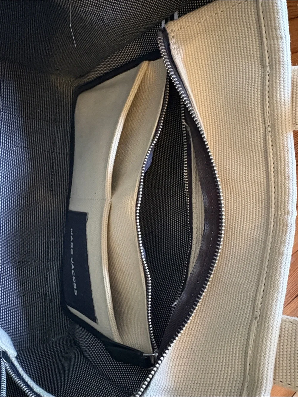 Marc Jacobs Canvas The Tote Bag in Cream and Black
